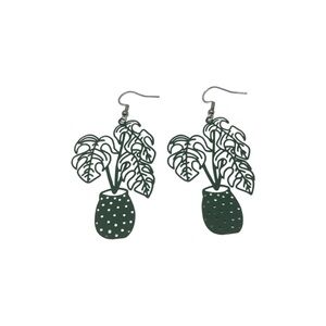 Elegant Green Plant Earrings
